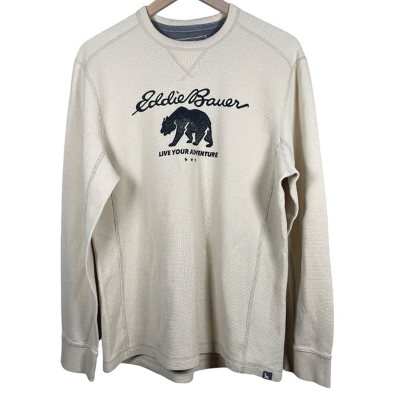 Eddie Bauer Men’s “Live Your Adventure” Bear Thermal Long Sleeve Shirt - Picture 1 of 5